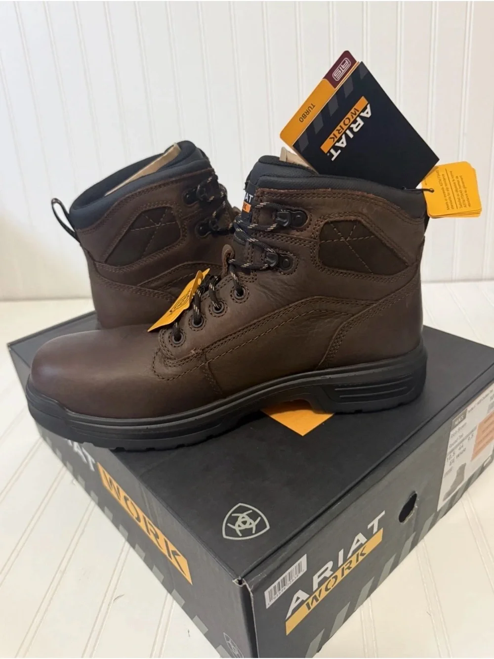 ARIAT Men’s Turbo 6” WP Carbon Toe Work Boots -Durable Leather Boot 10.5EE
